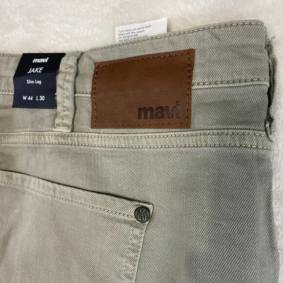 NWT Mavi Men's Jake Slim Leg Chinos Beige Khaki Pants 44x30 Stone Washed Comfort - Picture 6 of 9